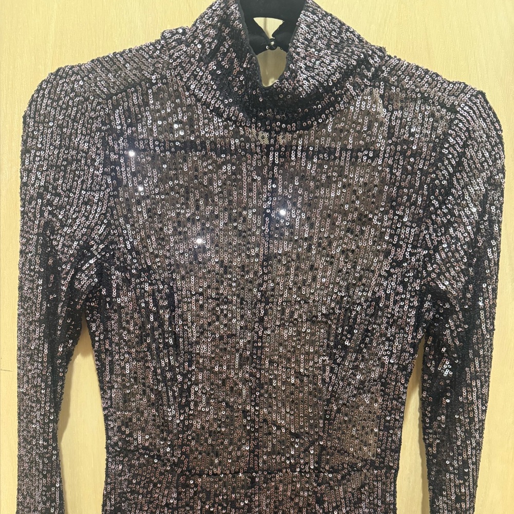 Free People Black Sequin Maxi-Backless